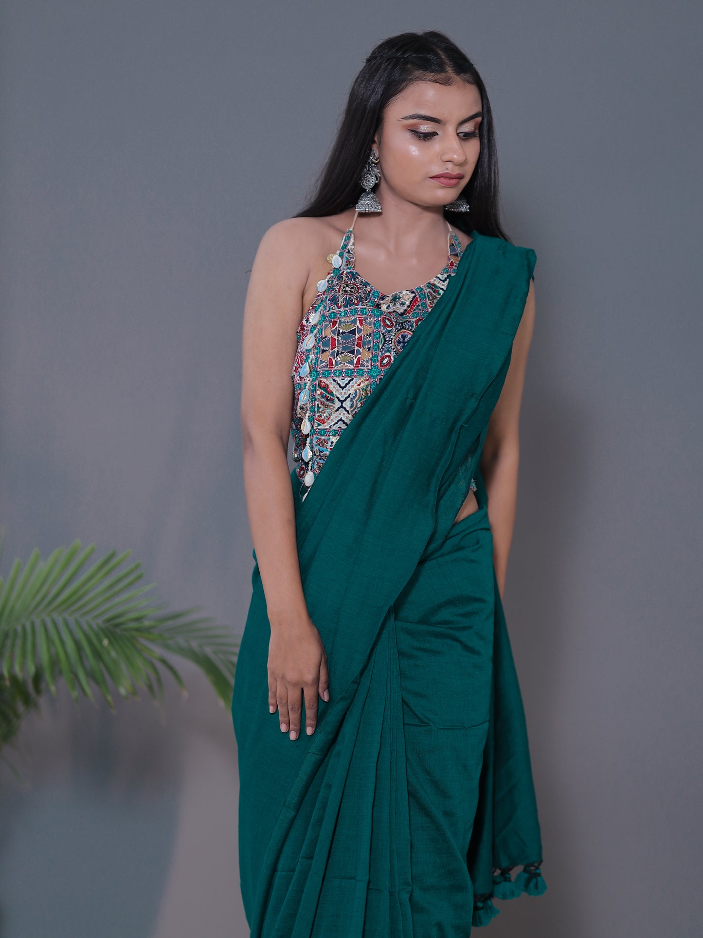 Solid colour Saree - SEA GREEN