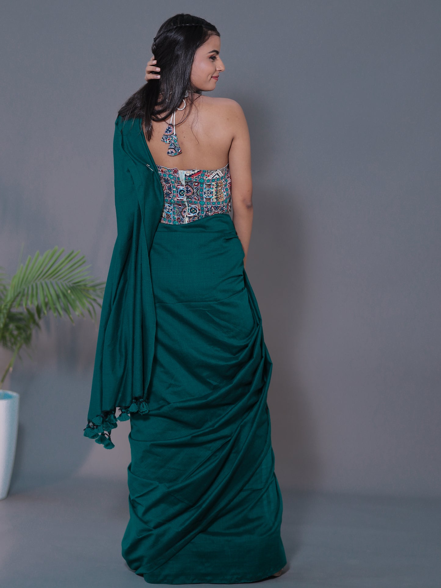 Solid colour Saree - SEA GREEN