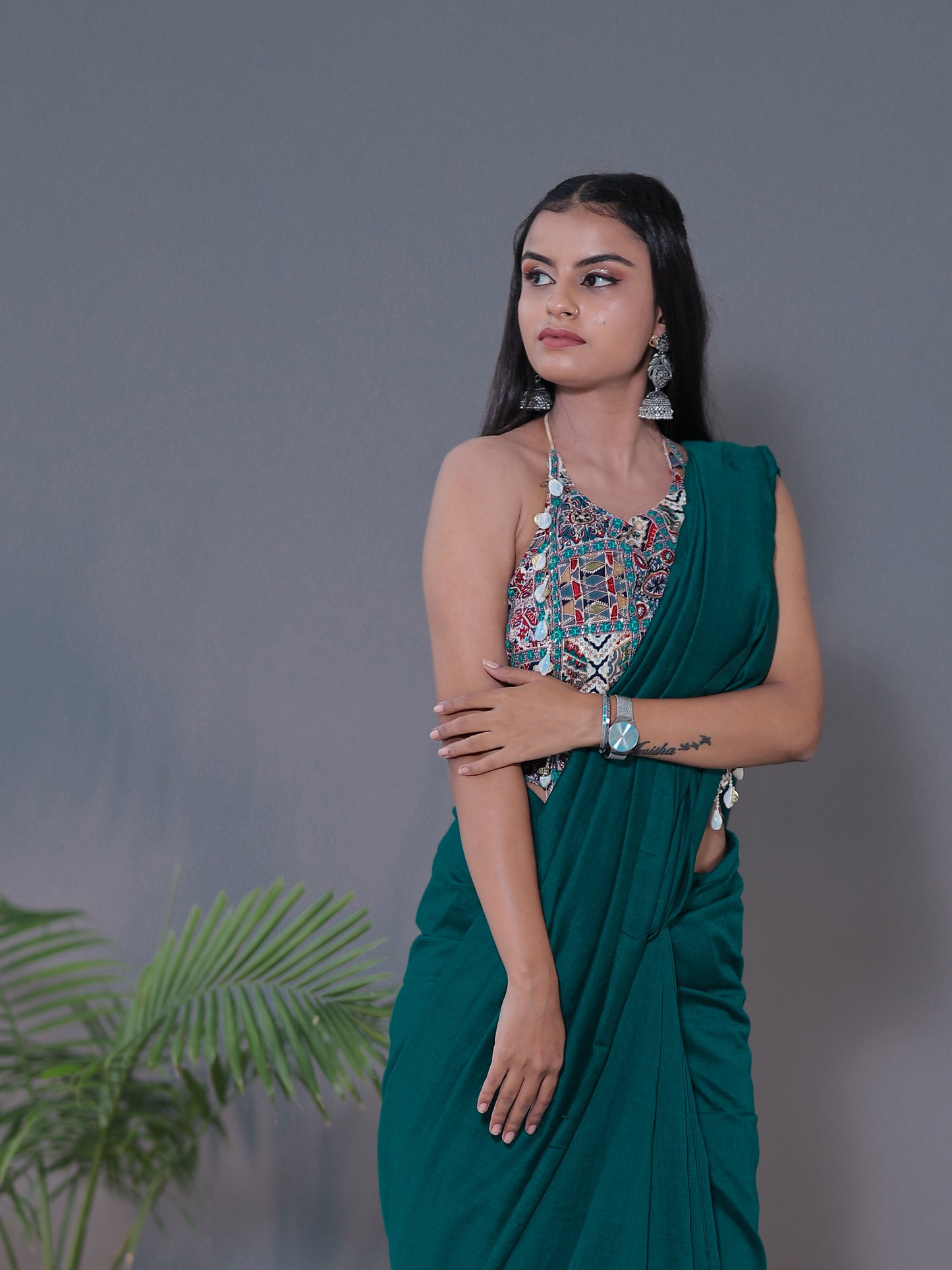 Solid colour Saree - SEA GREEN