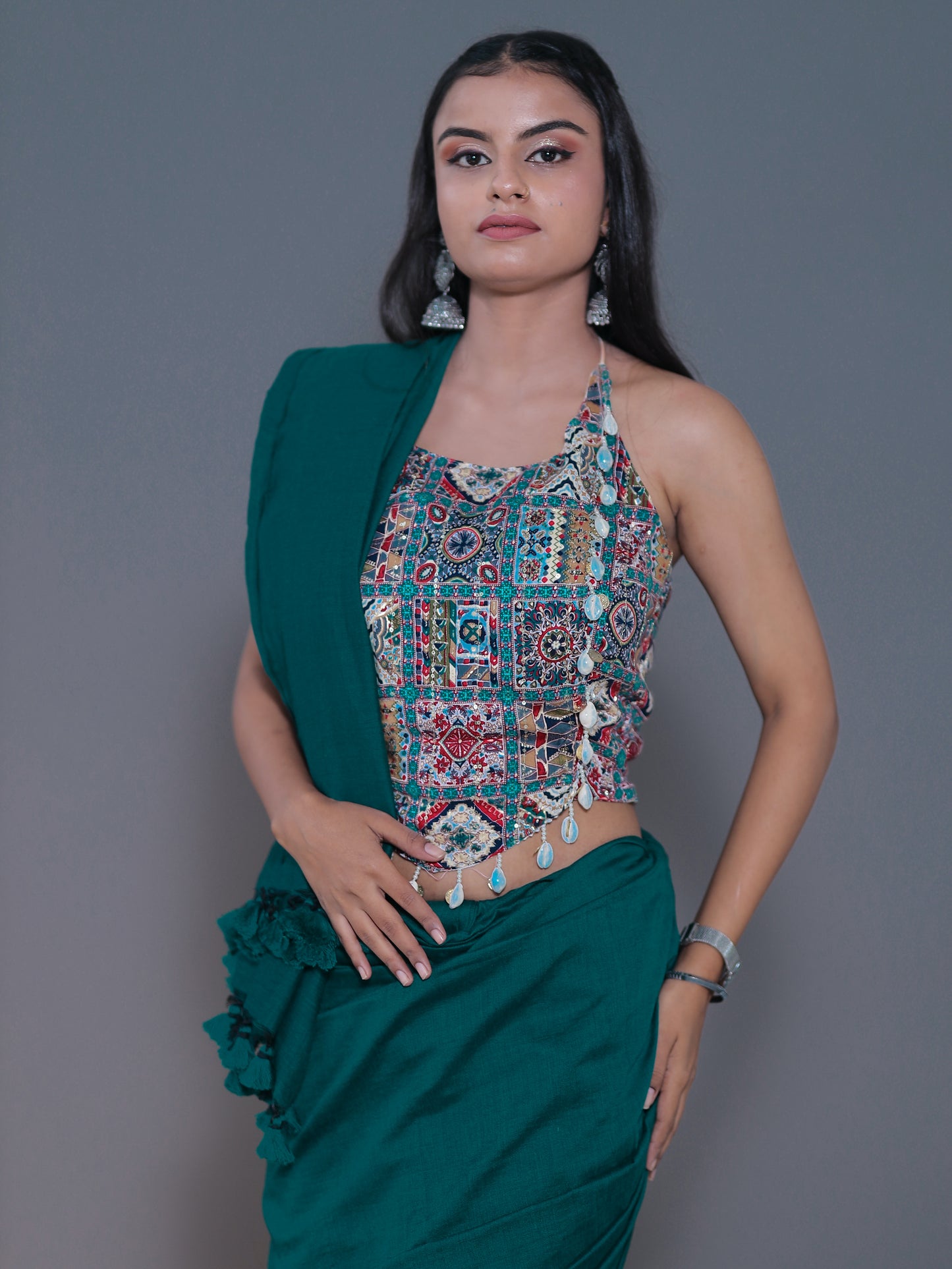 Solid colour Saree - SEA GREEN