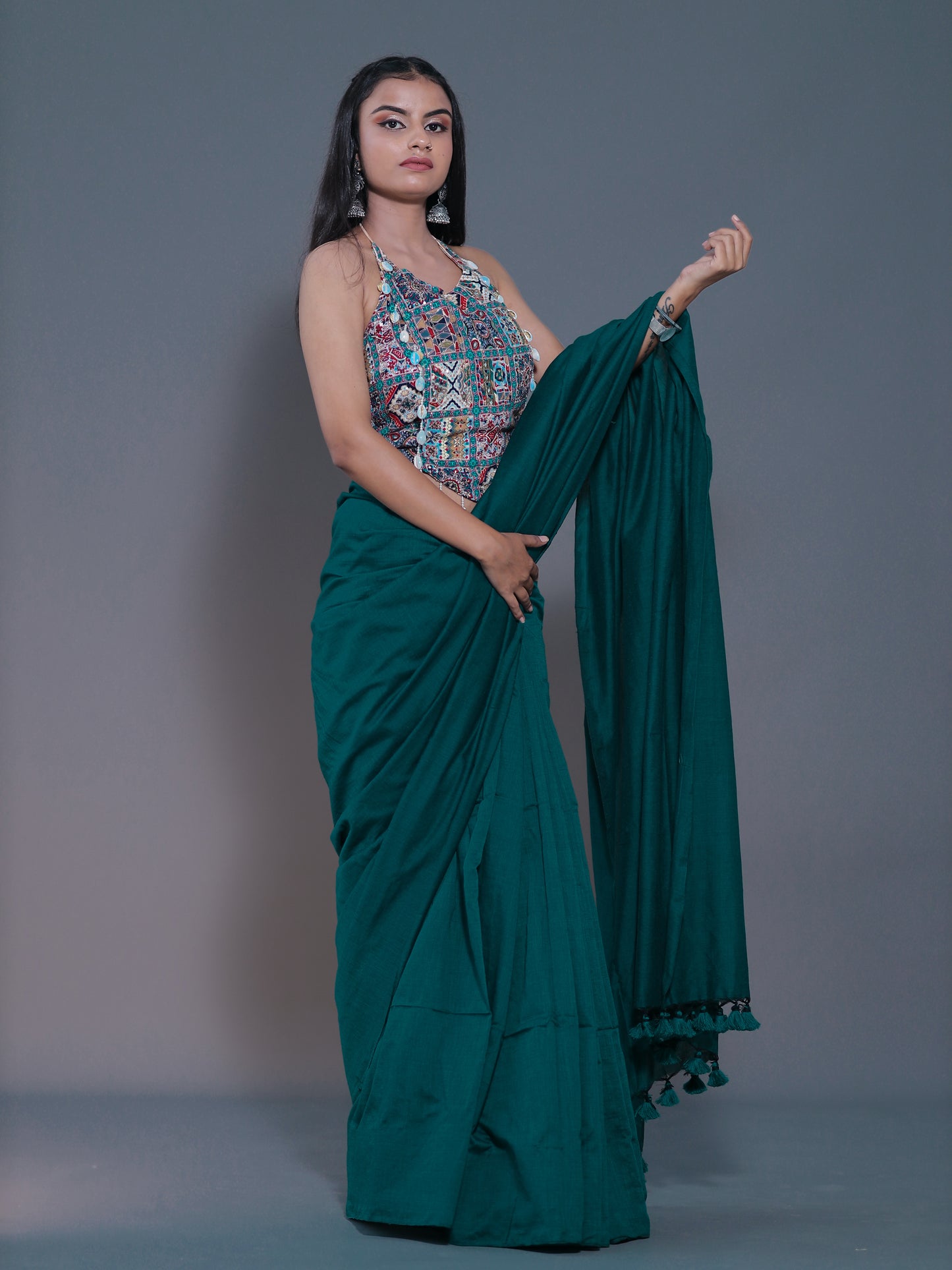 Solid colour Saree - SEA GREEN