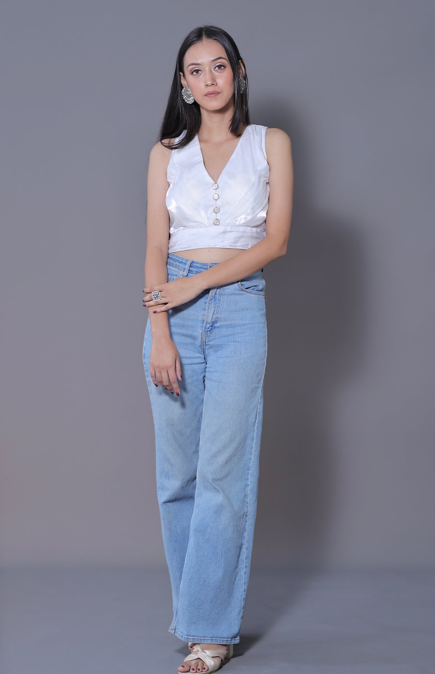 Zimichoo Sleeveless Blouse - WHITE