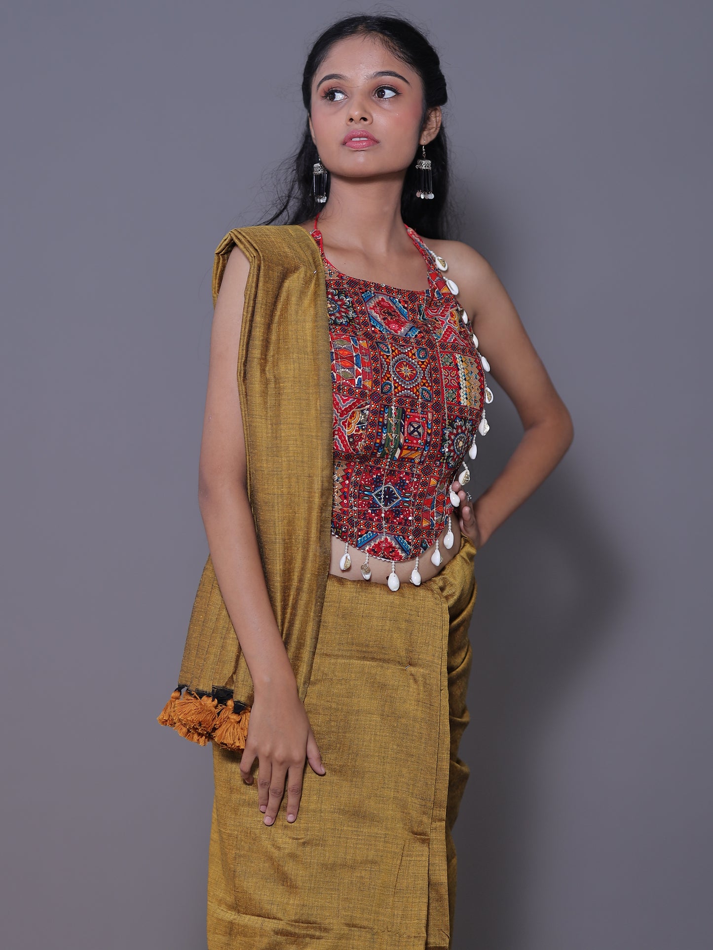 Solid colour Saree - Mustard Yellow