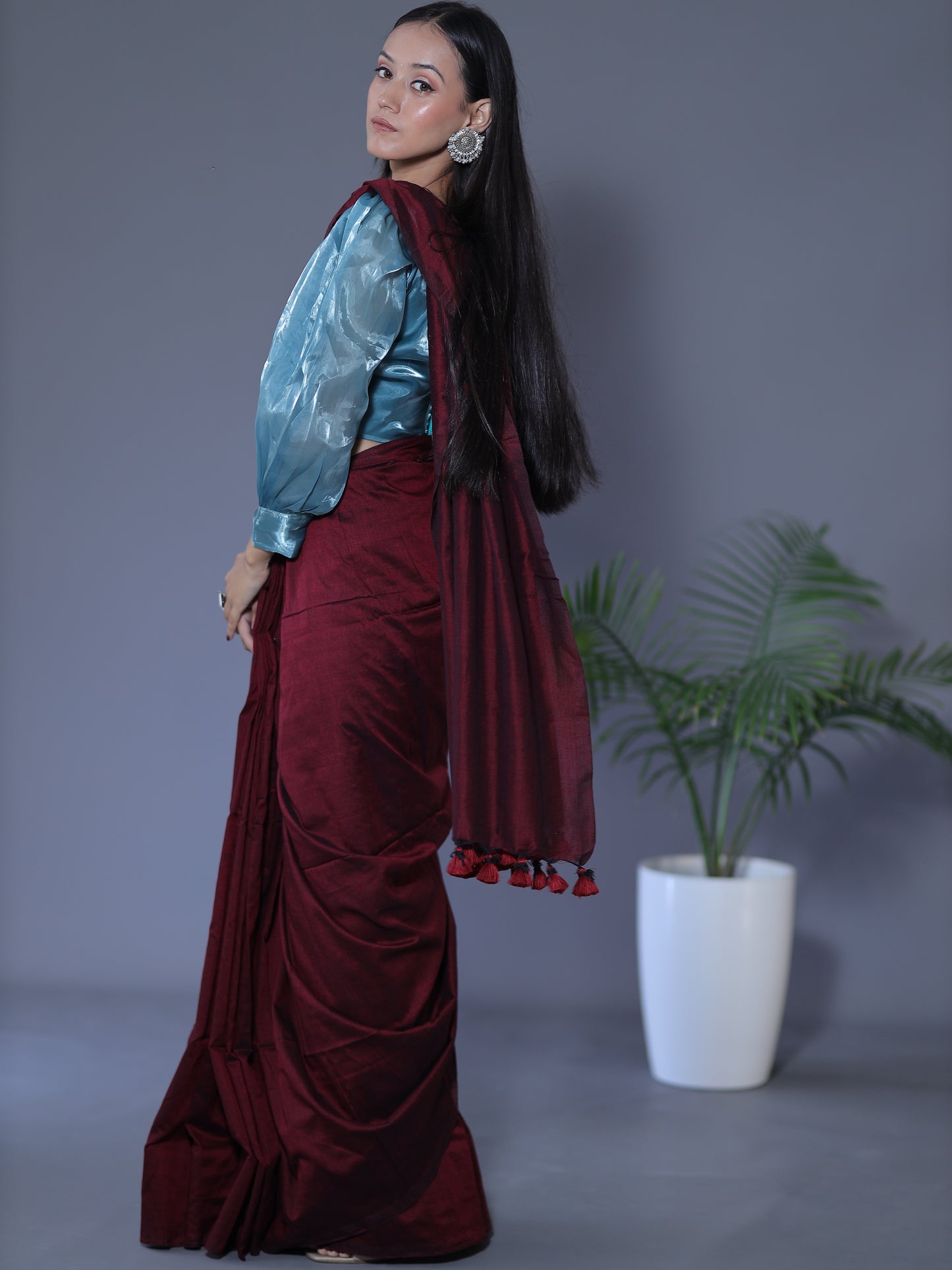 Solid colour Saree - MAROON