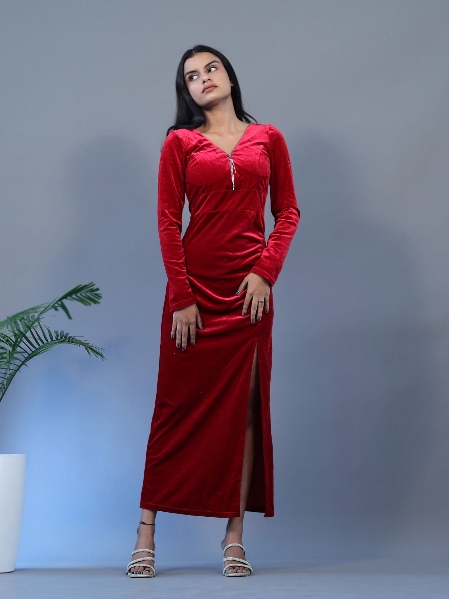 Solid RED Gown - Chain Design