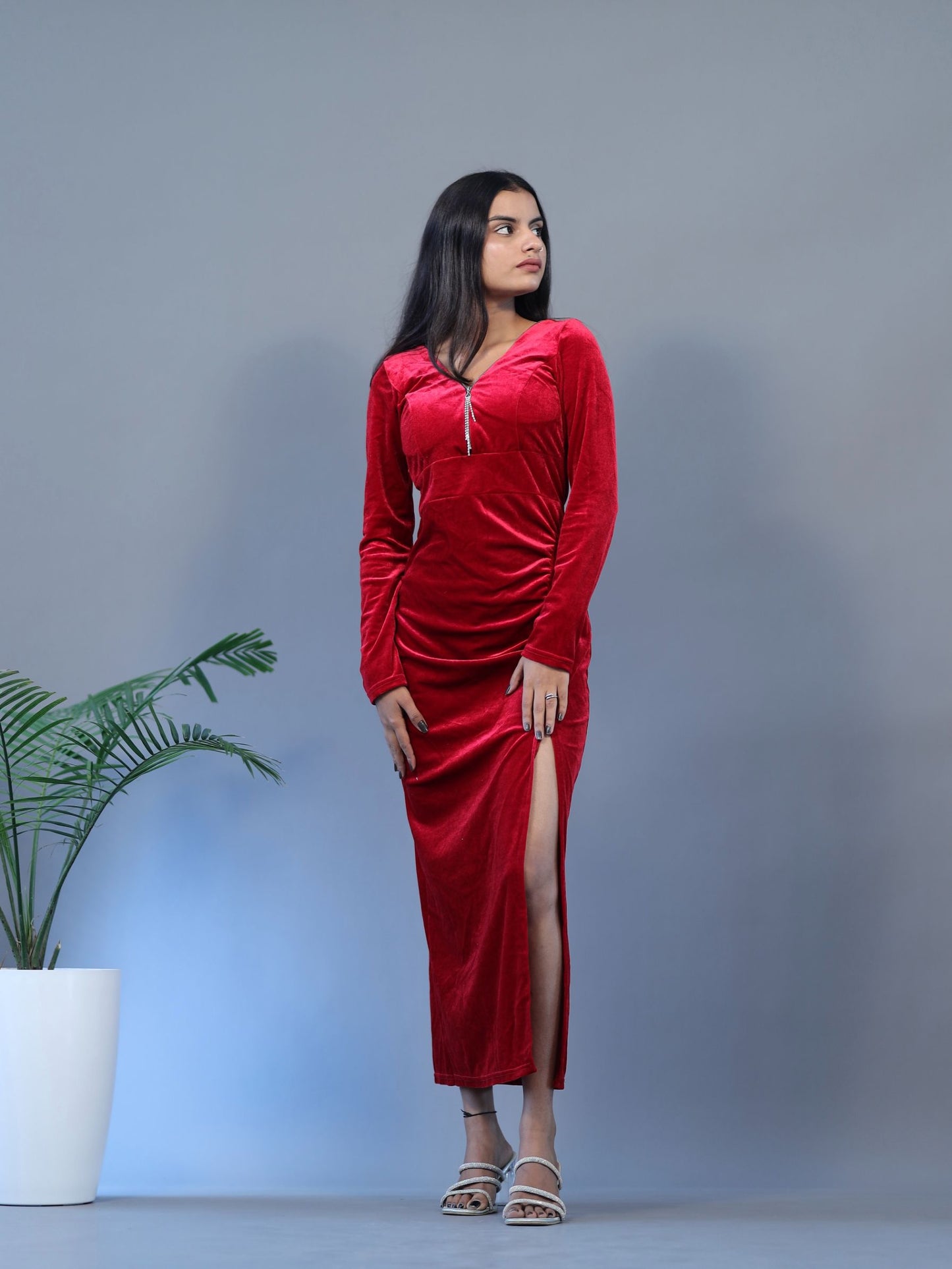 Solid RED Gown - Chain Design