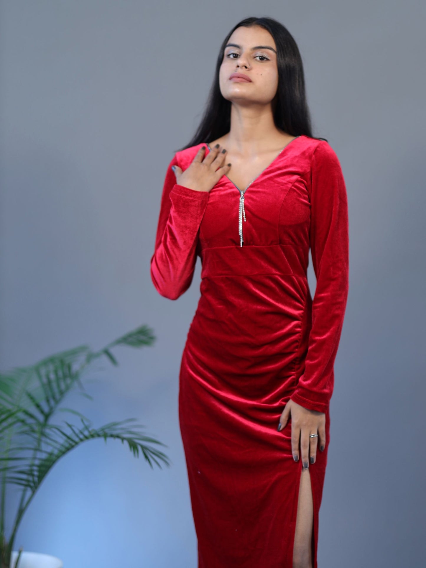 Solid RED Gown - Chain Design