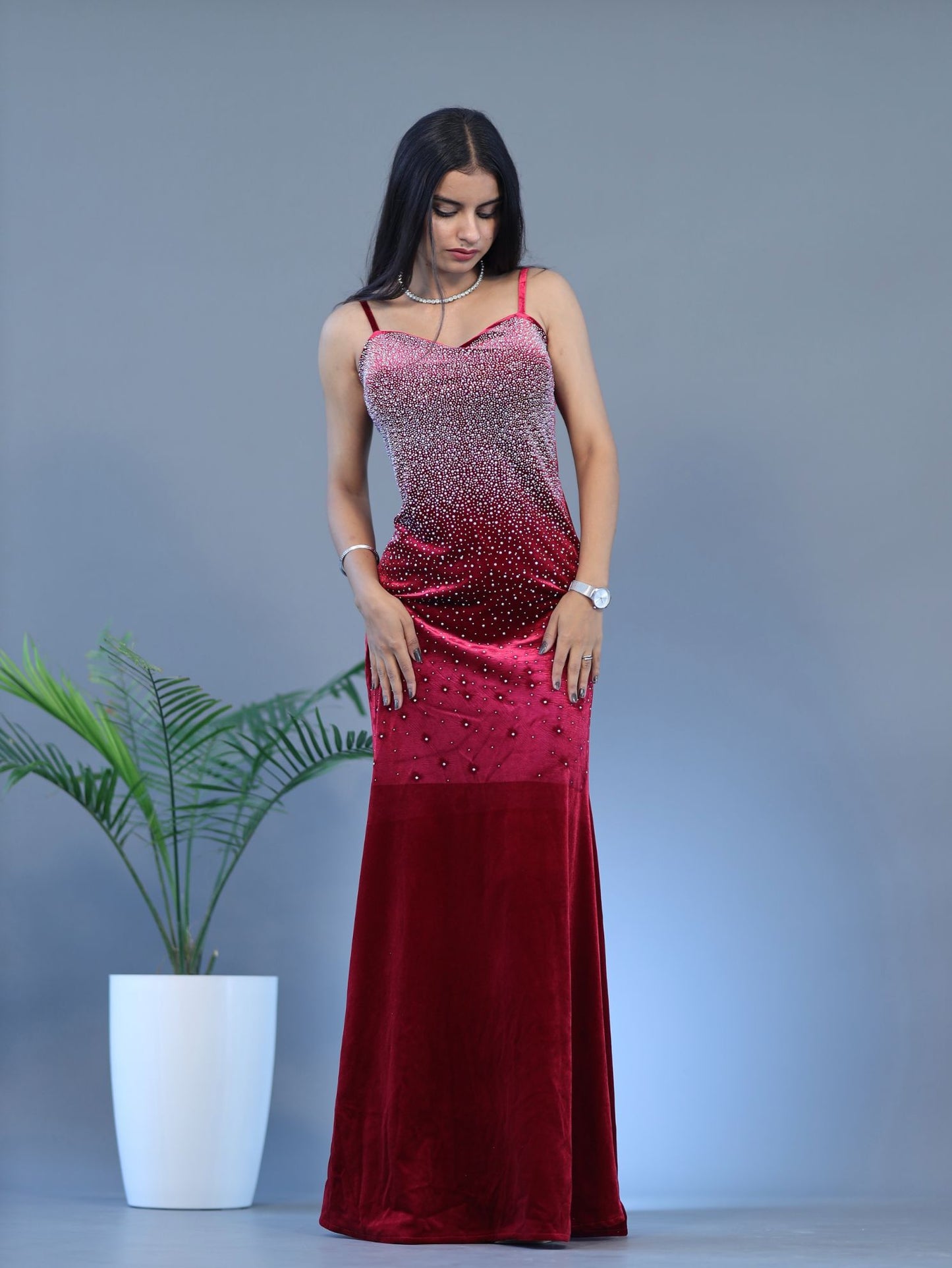 Stylish Sparkle Gown - Red