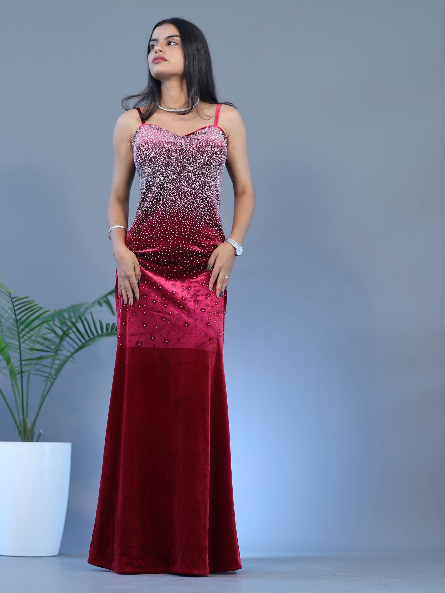 Stylish Sparkle Gown - Red