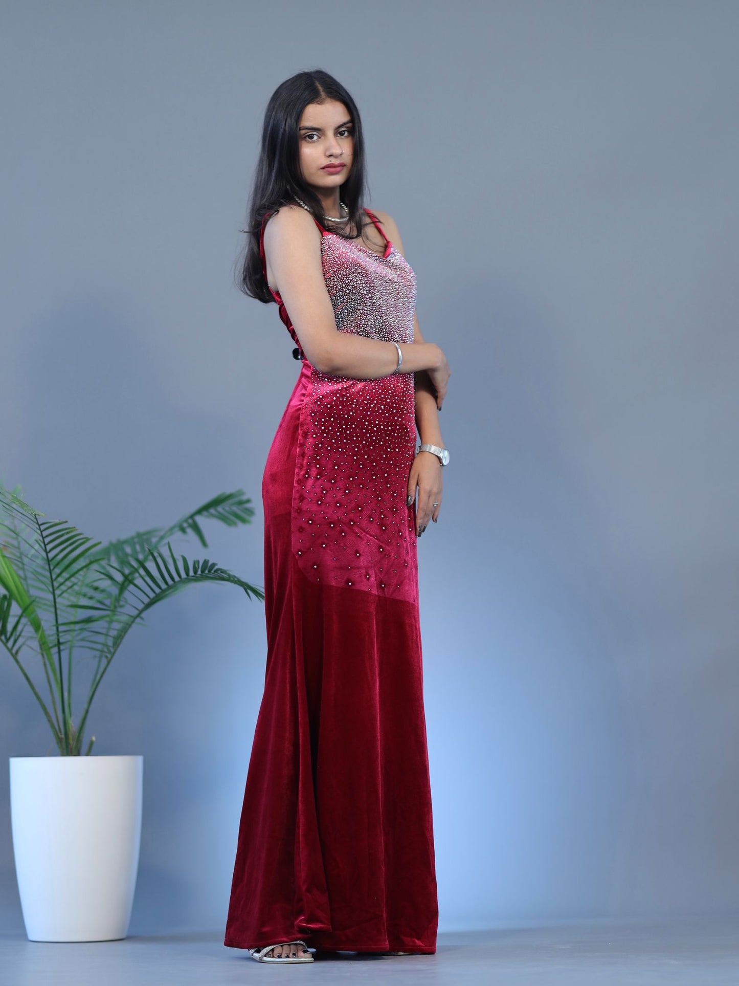 Stylish Sparkle Gown - Red
