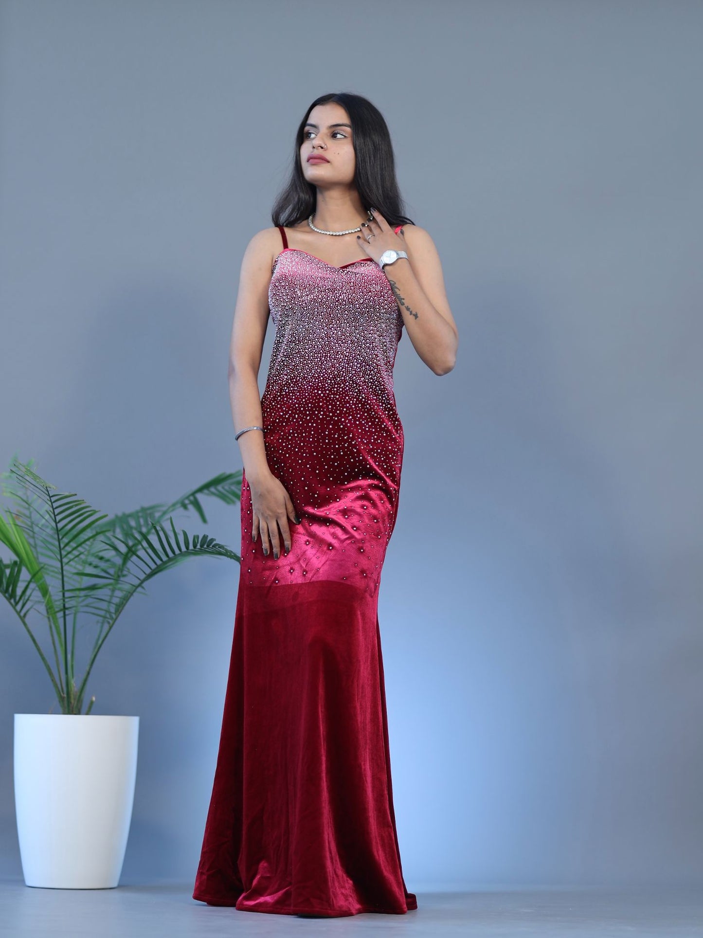 Stylish Sparkle Gown - Red