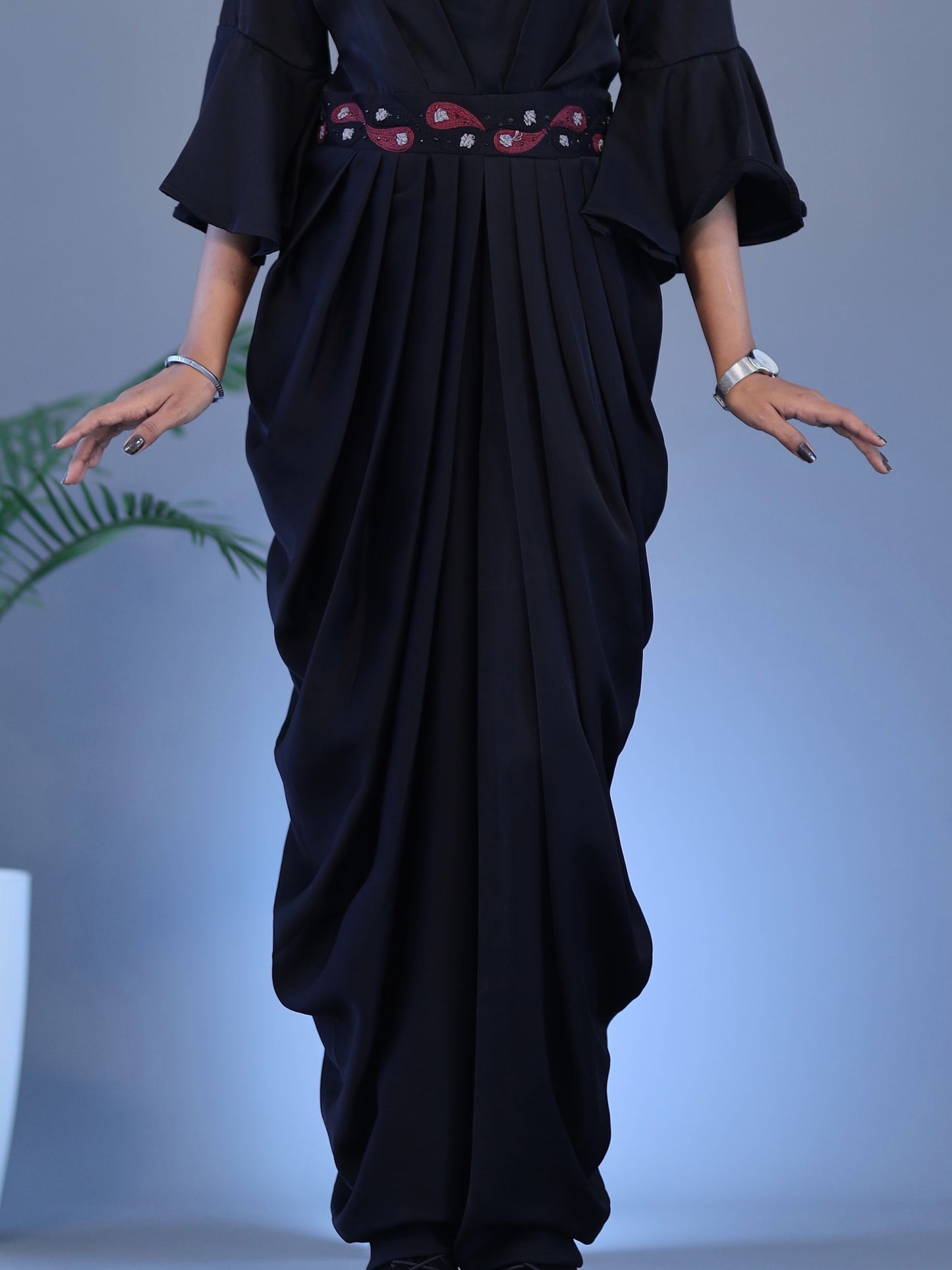 Dhoti Style Jump Suit - Black
