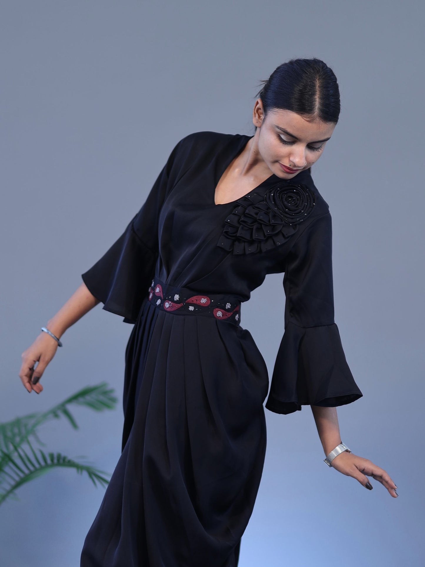 Dhoti Style Jump Suit - Black