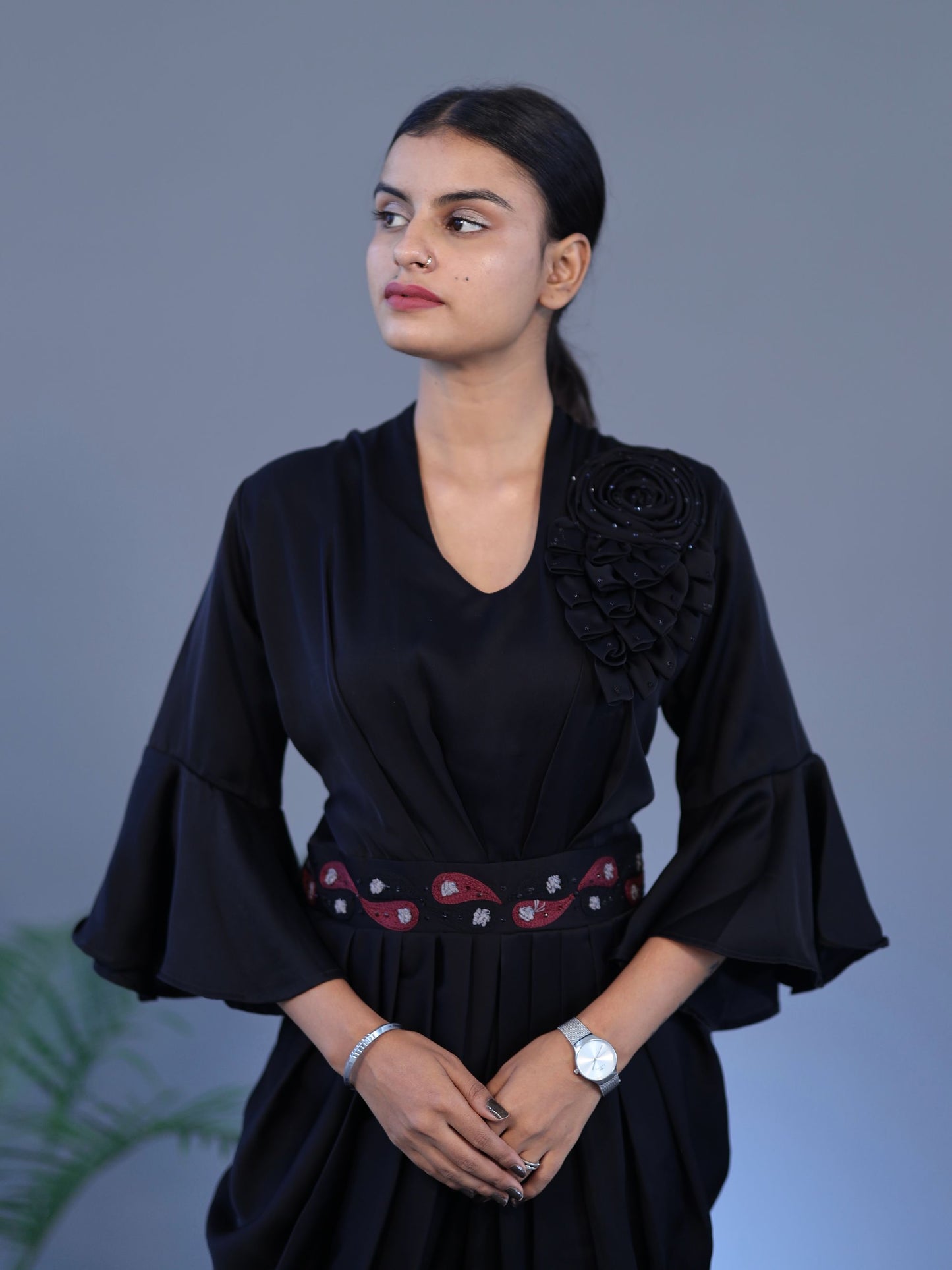 Dhoti Style Jump Suit - Black