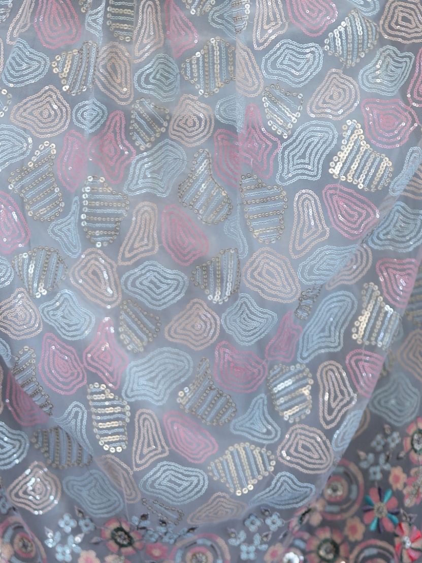 Sequin Work Lehnga Choli - Greyish Blue