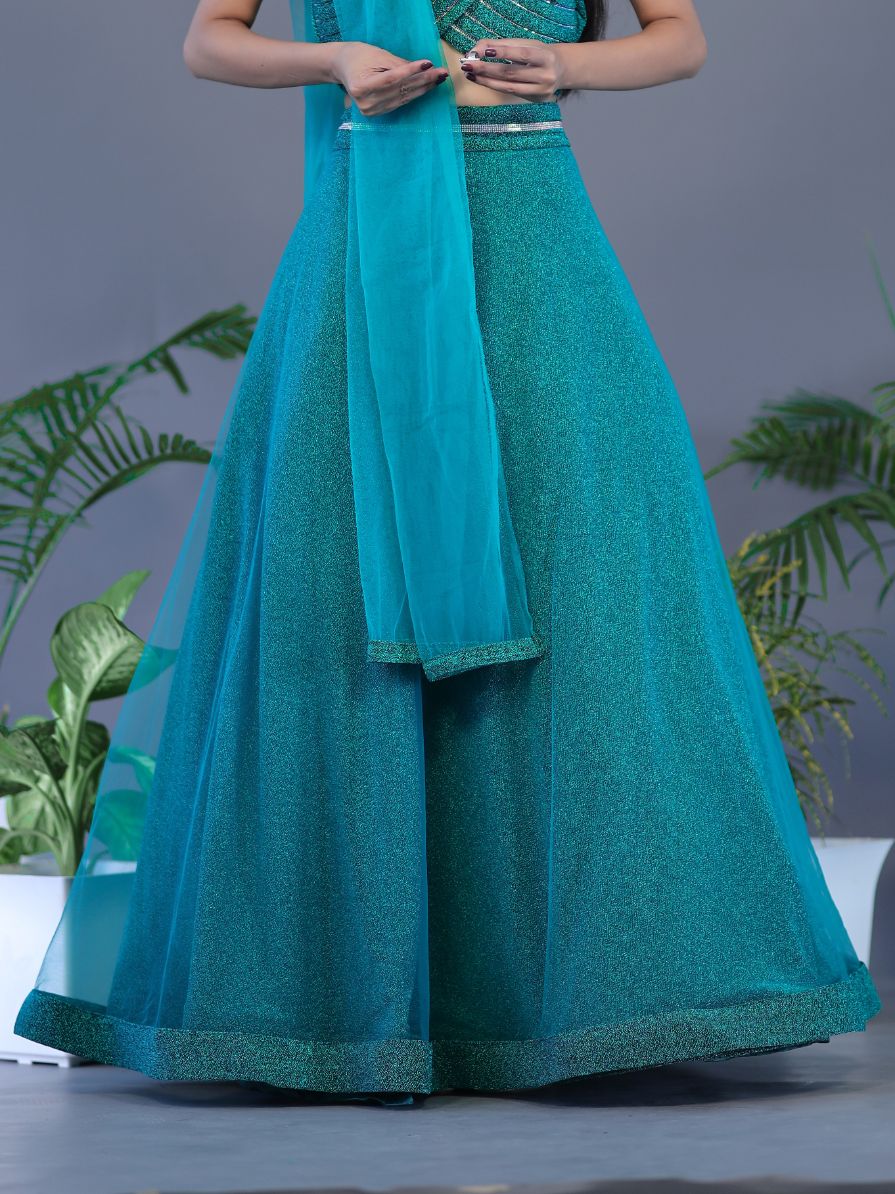 Net Lehnga Sea Green