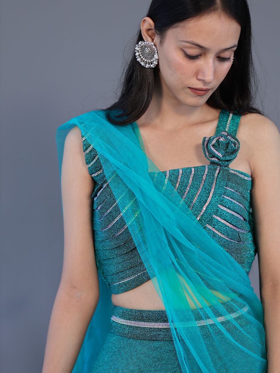 Net Lehnga Sea Green