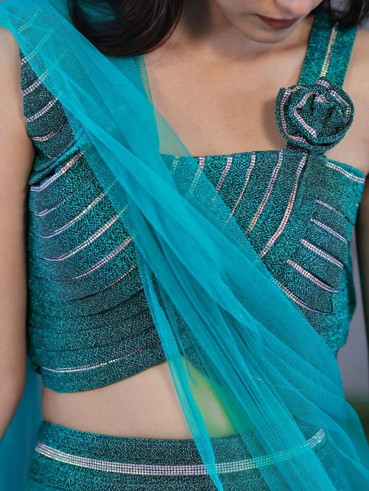 Net Lehnga Sea Green