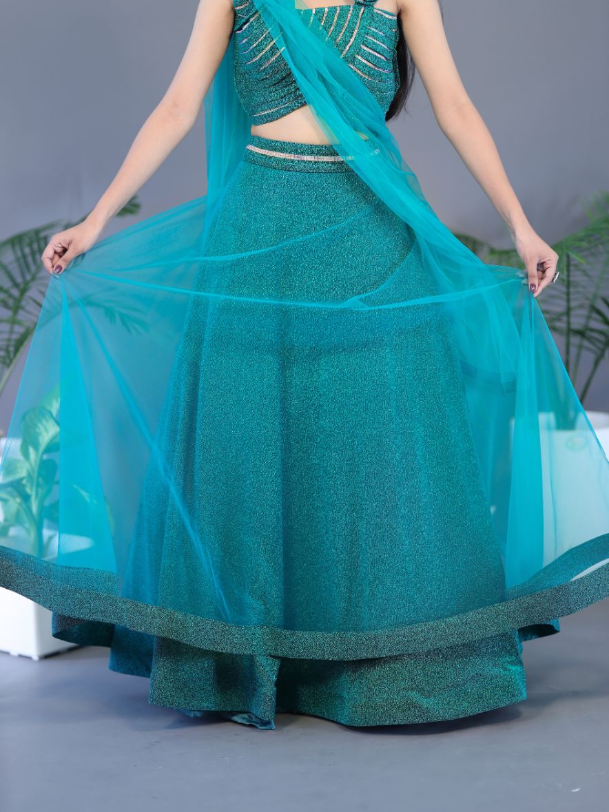 Net Lehnga Sea Green