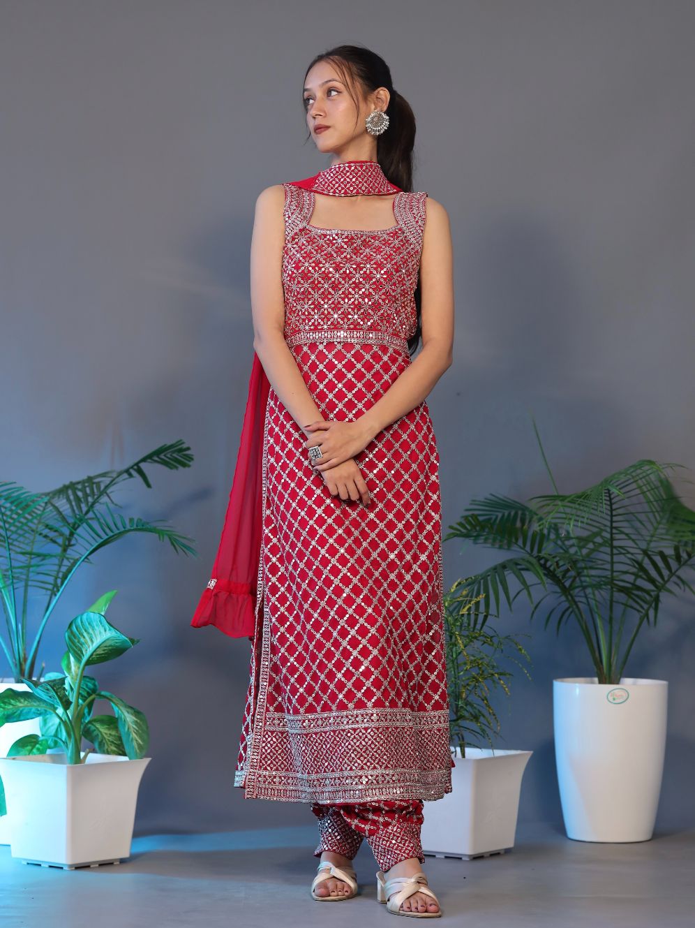 Beautiful Afghani Suit - Red