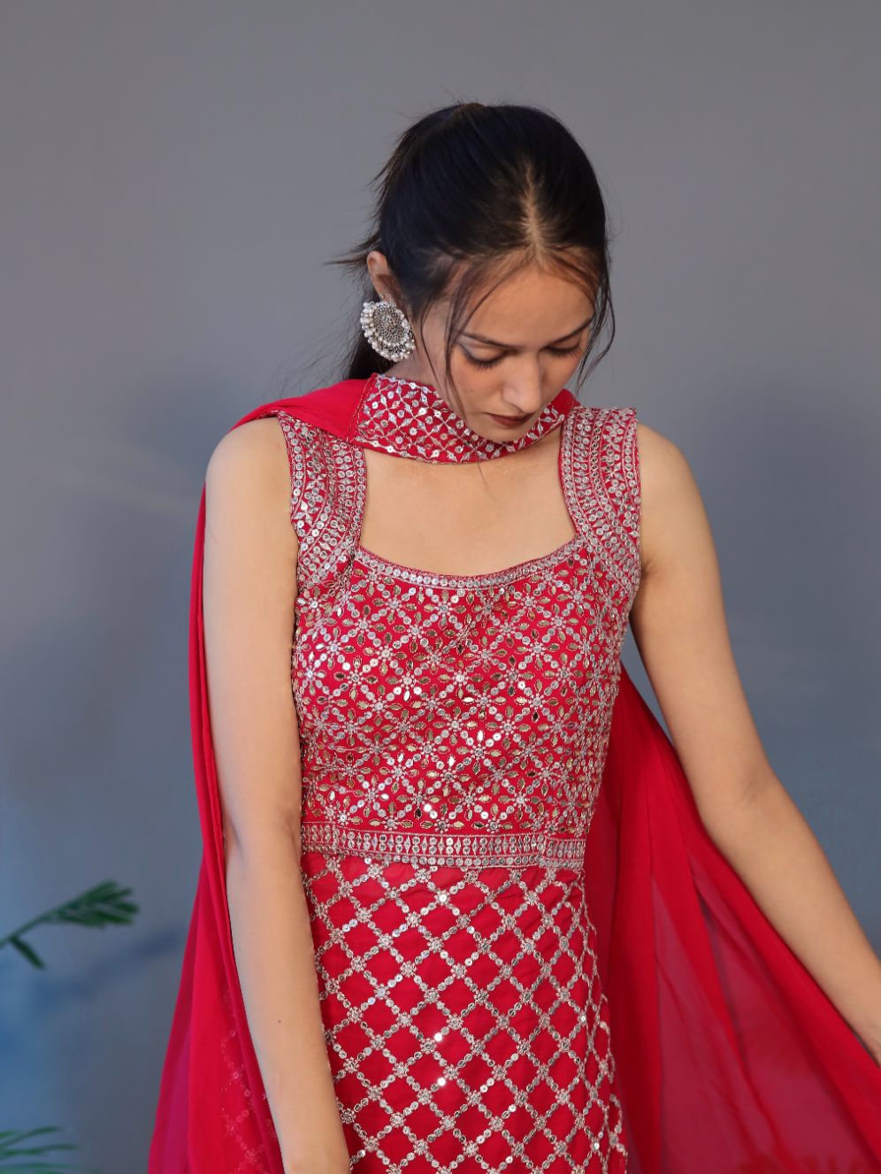 Beautiful Afghani Suit - Red
