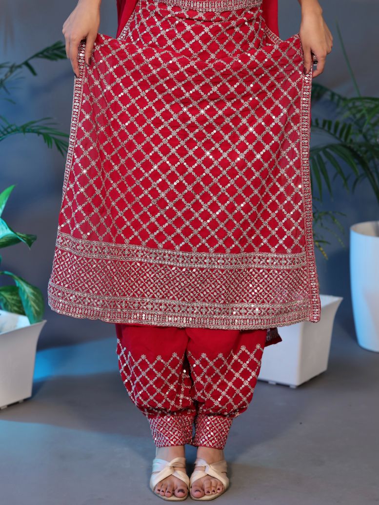 Beautiful Afghani Suit - Red
