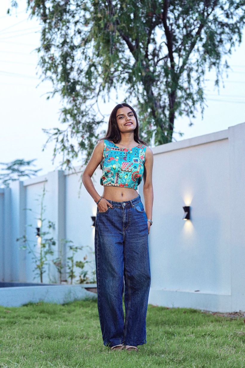 Position Print Blouse - SEA BLUE
