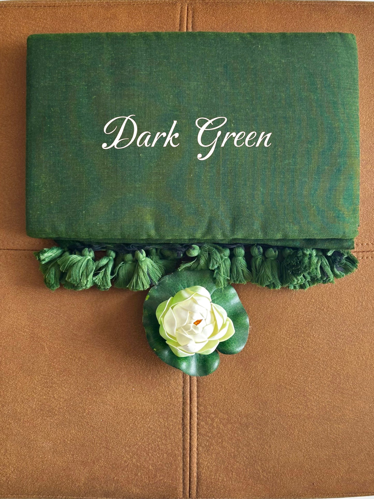 Solid colour Saree - DARK GREEN