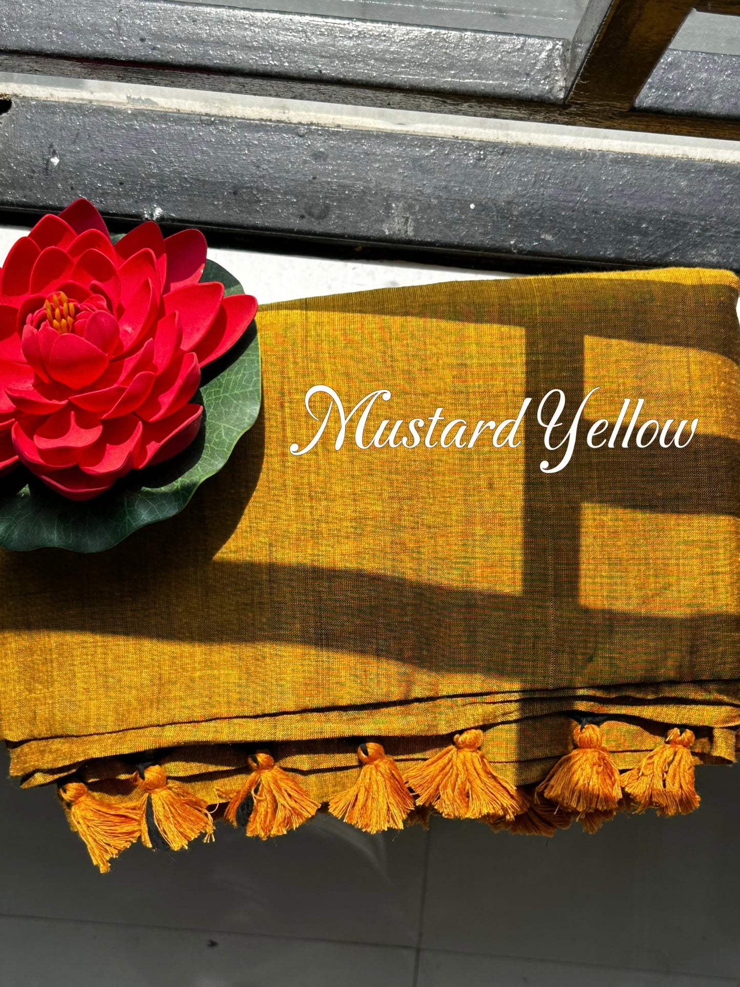 Solid colour Saree - Mustard Yellow
