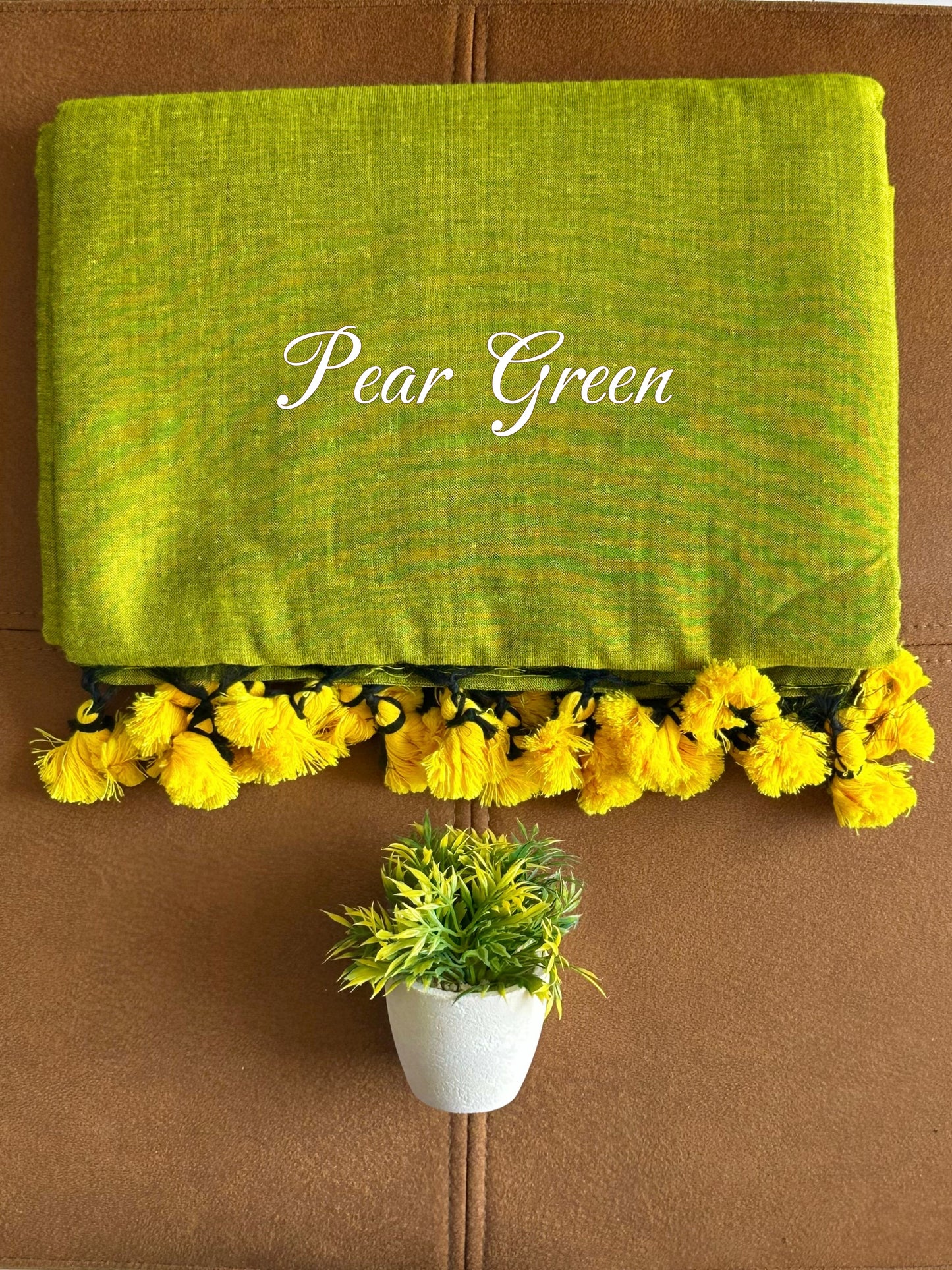 Solid colour Saree - Pear Green