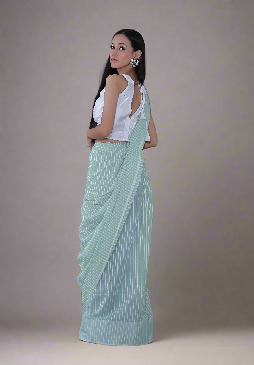 Striped Saree - Soft mul cotton