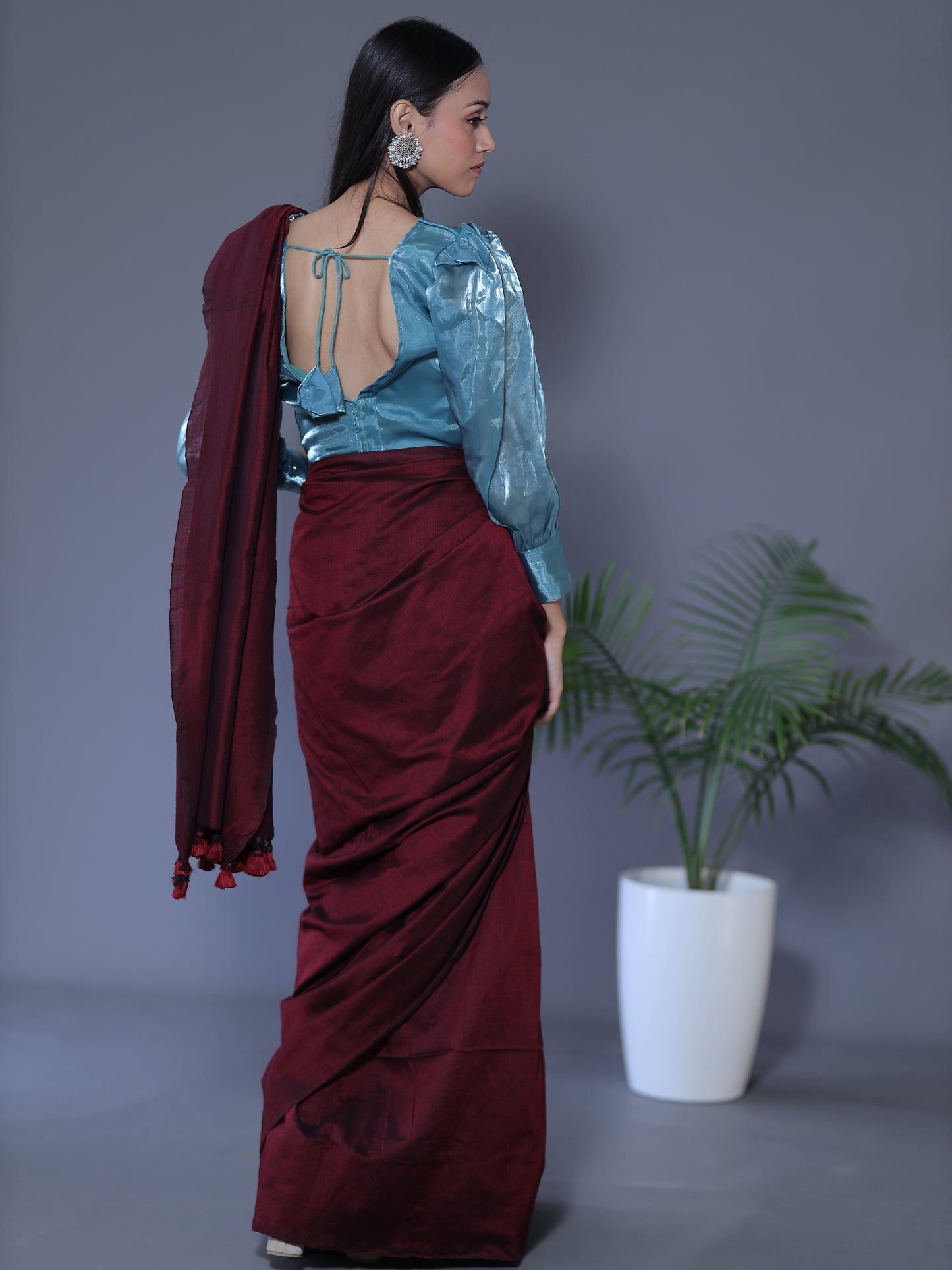 Solid colour Saree - Khadi cotton