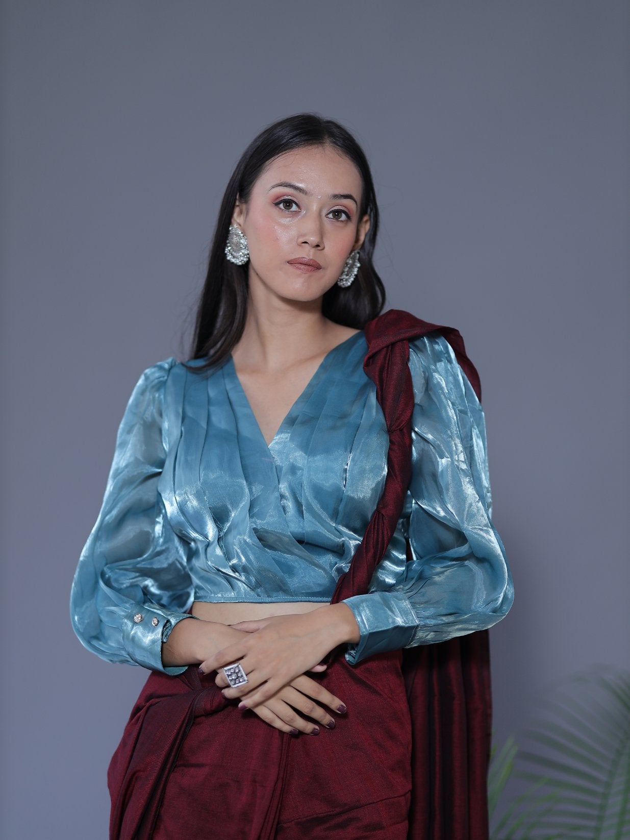 Zimichoo Blouse Balloon Sleeves - SEA BLUE