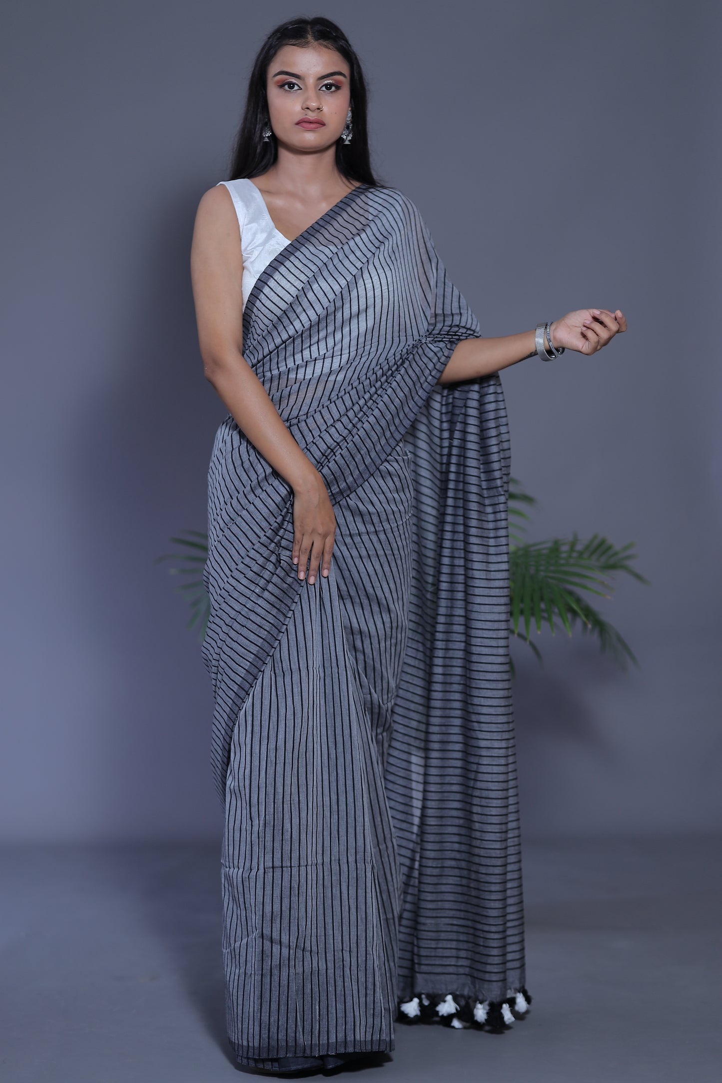 Striped Saree - Soft mul cotton