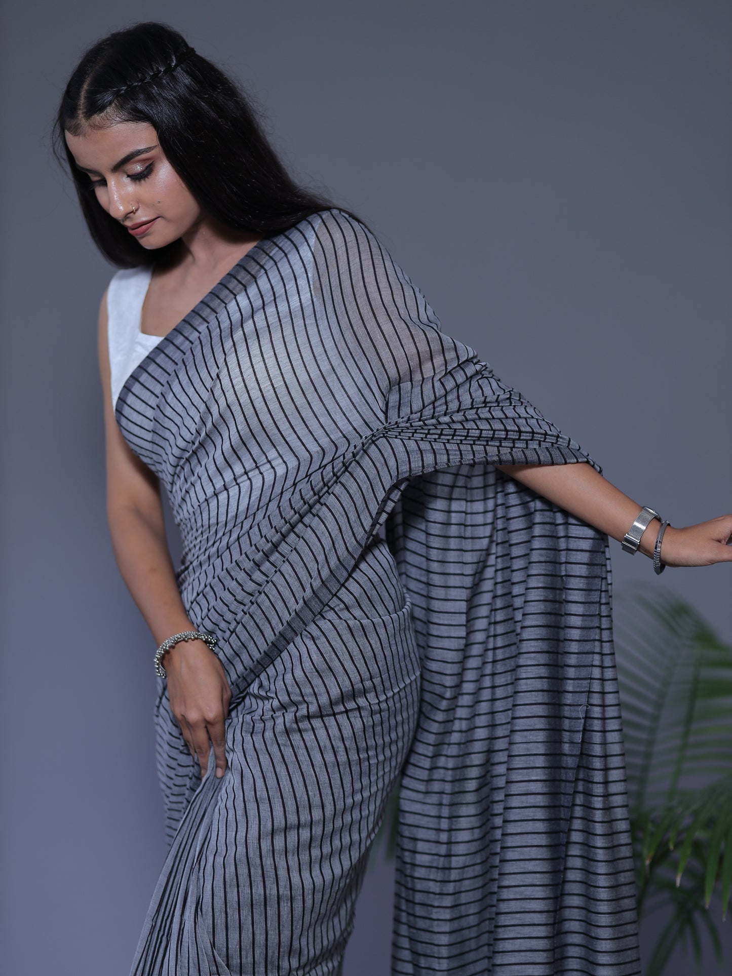 Striped Saree - Soft mul cotton