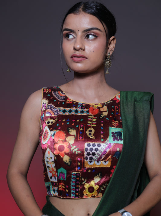 Position Print Blouse - Mahogany Red
