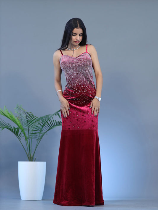 Stylish Sparkle Gown - Red