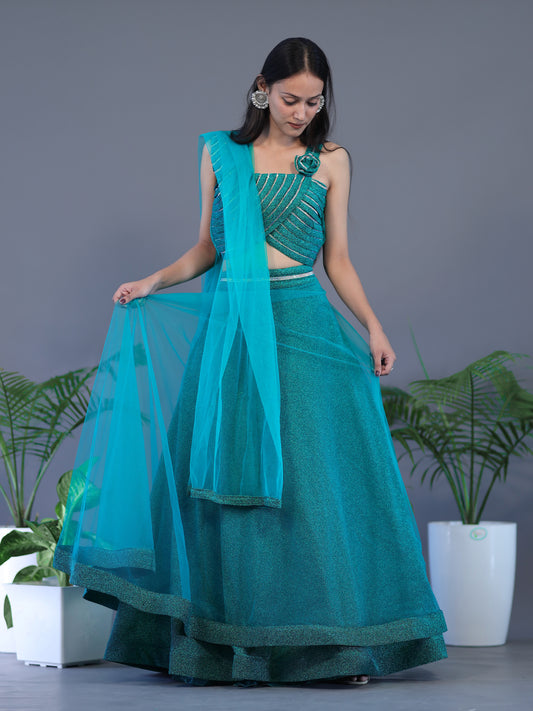 Net Lehnga Sea Green