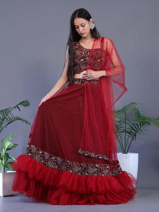 Net Lehnga Red