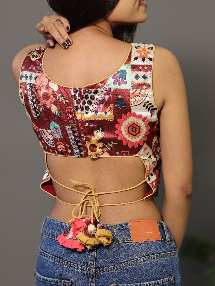 Position Print Blouse - Mahogany Red