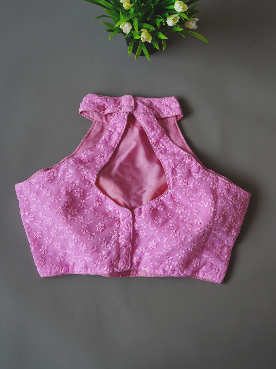Chicken Karigari Work PINK - Beautiful HALTER neck Crop Top