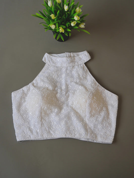 Chicken Work White - Beautiful Halter neck krop TOP