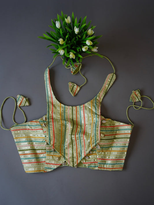 Pista Green HALTER neck Crop Top - Kodi Work