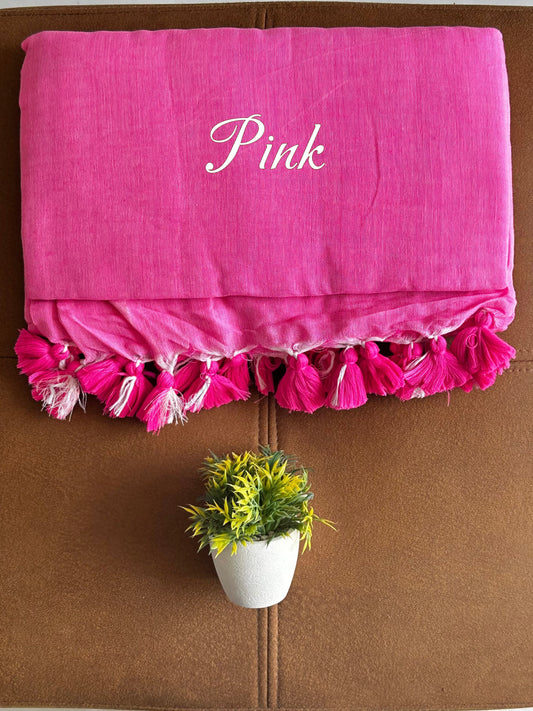 Solid colour Saree - PINK
