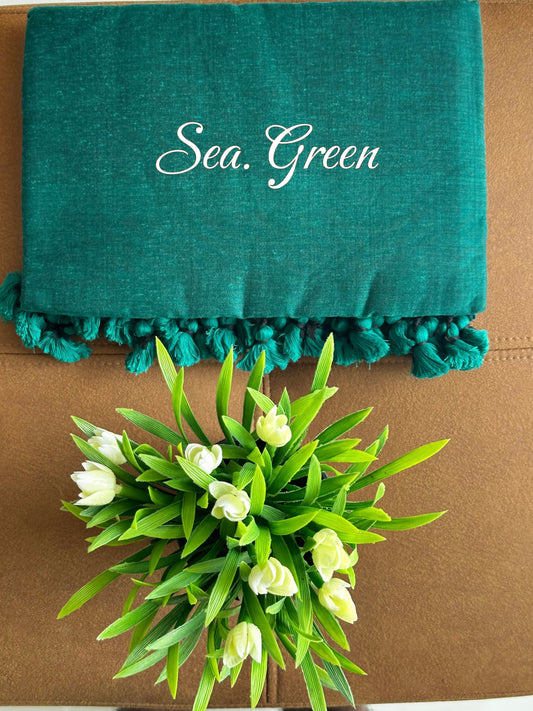 Solid colour Saree - SEA GREEN