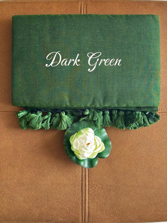 Solid colour Saree - DARK GREEN
